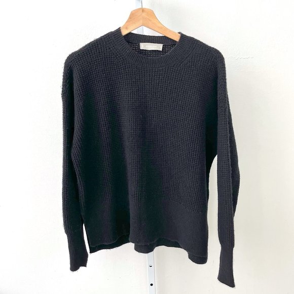 Everlane Sweaters - Everlane The Cashmere Waffle Square Crew Sweater Boxy Black Size S